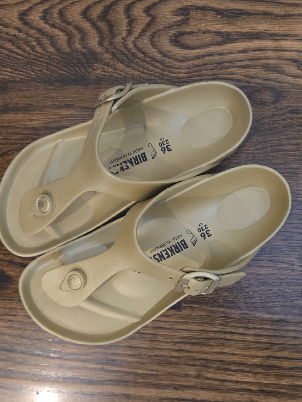 Birkenstock Gizeh Gold EVA Thong Sandals with Buckle